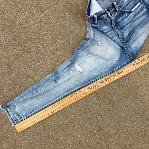 Buckle Black Fit No 75 Ankle Skinny Jeans Size 31 Light Blue Distressed Fray Hem - Picture 10 of 10